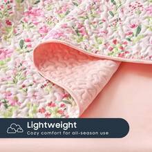 - Floral Quilt Set, Coquette Cottagecore Shabby Chic Flower For Women Teen Girls, Reversible Lightweight Bedspread Coverlet, 3 Pieces, Light Pink, Twin/Twin XL Size - 粉色 - 查看 9