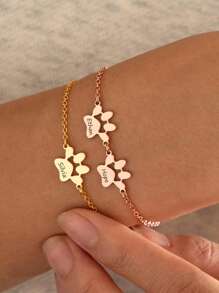 S925 Sterling Silver Custom Pet Paw Name Bracelets - Personalized Gift For Pet Lovers, Cat/Dog Moms/Dads, Sisters, Friends & Self - Ideal For Birthday, Gotcha Day, Pet Memorial, Daily Cute Style & Heartwarming Moments