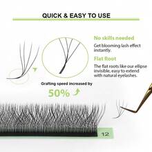 Lashine Lashine Clover Lashes 12 Rows 4D W Shape 0.07mm C D L M Curl Premade Fans Eyelash Extension W Style Faux Mink Natural Soft Bloom Lash Automatic Flowering Volume Eyelashes High Quality Individual Lashes