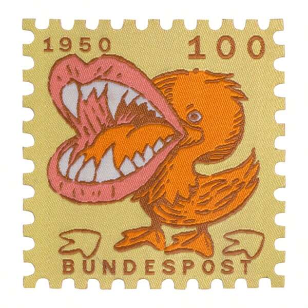 1 Stück witziger Cartoon Ente mit großem Mund bestickter Aufnäher - Stempel Design, leicht aufzubügeln/aufzunähen, DIY Dekor Aufkleber für Kleidung, Hüte, Schuhe und Taschen - selbstklebend, einfach zu verwenden, detaillierte Stickerei | Tier Stickerei