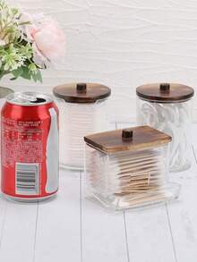 Zestaw do przechowywania słoików Qtip do toaletki łazienkowej 1/2/3 szt., można przechowywać nić dentystyczną, wykałaczkę, kulkę lub okrągły uchwyt na podpaskę, odpowiedni do zestawu do przechowywania w sypialni - Wielokolorowe - Zobacz 5