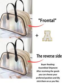 1 geantă de machiaj transparentă cu litere, geantă de toaletă portabilă de călătorie, geantă de călătorie transparentă de mare capacitate cu mâner, geantă cosmetică impermeabilă din PVC, geantă de depozitare multifuncțională, geantă de depozitare, geantă de depozitare portabilă de călătorie, geantă de bagaje, geantă de depozitare de călătorie, geantă de depozitare pentru organizarea hainelor, geantă de bagaje, geantă de depozitare pentru cosmetice, geantă de depozitare pentru îngrijirea pielii, potrivită pentru machiaj, instrumente de machiaj, depozitare pentru îngrijirea pielii, creion de sprâncene, paletă de farduri de pleoape, ruj, puf de pudră, pensulă de machiaj