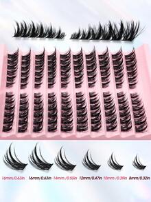 Rikuaild 120 Clusters D Curl Faux Mink Individual Eyelashes Extension, DIY Clusters Lashes, Natural Look Wispy Eyelashes Extension Fluffy Reusable False Eyelashes - Black - View 4