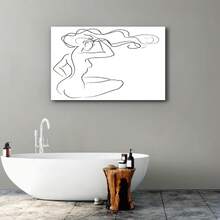 Pintura en lienzo enmarcada de mujer desnuda, arte de pared abstracto de Body femenino sexy, impresión minimalista en lienzo, diseño de arte de pared en lienzo, lienzo enmarcado listo para colgar, decoración de habitación y arte de pared - Enmarcado - Ver 4