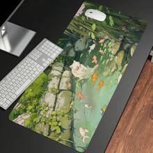 1PC Super Cool Cat Is In The Fishpond Large Gaming Mouse Pad With Extended Rubber Edge And Precise Locking - Soft Comfortable And Non-Slip For Your Desk