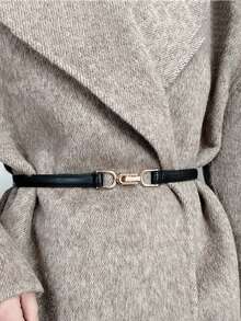 1条装女士皮带扣可调节装饰可搭配裙装简约细腰带毛衣腰带韩版装饰腰带秋季万圣节 - 黑色 - 查看 3