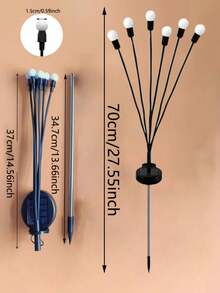 1个/6LED/8LED/10LED太阳能灯，太阳能花园灯，户外太阳能萤火虫智能灯，摇摆户外太阳能灯，防水户外太阳能灯，适用于圣诞节庭院小径装饰，带智能光传感器 - 螢火蟲 - 查看 3