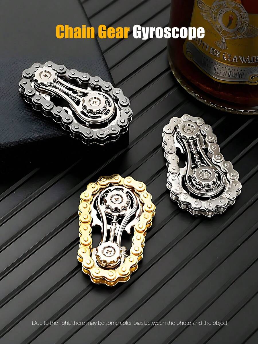 1 件锌合金，EDC 玩具，采用独特的不锈钢链条设计和光滑轴承，用于集中注意力、缓解压力、冥想的烦躁玩具 - 紧凑型新奇礼物 - 彩色 - 查看 1