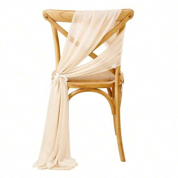 16pcs Piece Polyester Chiffon Chair Decoration 20*275cm/7.8*108inch, Sheer Wedding Gauze Covers For Christmas, New Year, Valentine's Day Parties, Ceremonies, Hotels, Banquets, Country Events, Restaurants, Baby Showers, Picnics