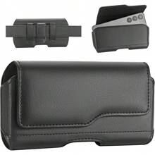 1pc Phone Leather Case Compatible With IPhone 17, 16, 15, 14, 14 Pro, 13 Pro, 13, 12 Pro, Xs, 11 Pro, X, 10, Galaxy S10E, Business Commuter Series With Belt Clip, Phone Waist Bag, Hiking Travel Student Large Capacity Multifunctional Leather Pouch, Vintage Bag, Black, Travel Essentials, Winter Vintage School Gift Bag, Waist Bag, Spring Vintage School Supplies