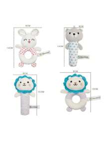 Baby Toys Crinkle Paper BB Stick Round Rattle Baby Soother Round Rattle Cartoon Animal Grab Stick, Suitable For 0-3 Years Old Babies