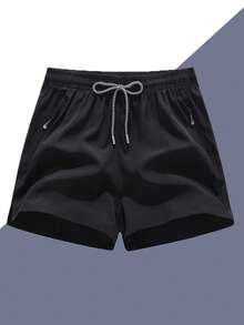 1pc High Quality Men's Lightweight Breathable Quick-Drying Gym Shorts, Black, Summer, 2000s Style - Black - View 1