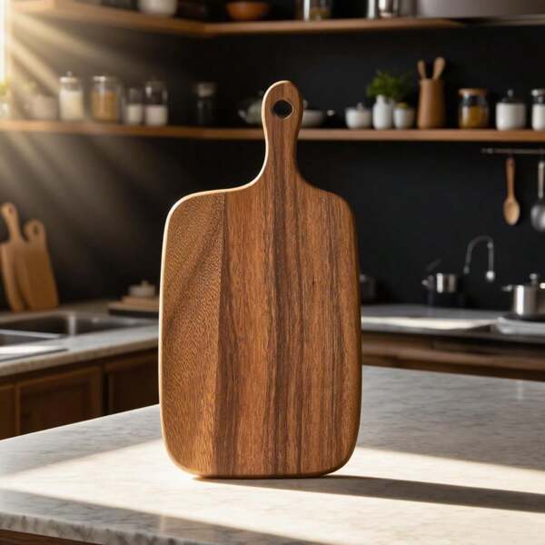 1 pieza Tabla de cortar de nuez - Tabla de cortar de cocina de alta calidad hecha a mano, adecuada para preparación de alimentos, hecha de madera, adecuada para el hogar, fiestas, oficina, tabla de picar multifuncional | Diseño de madera natural | Panel de superficie lisa