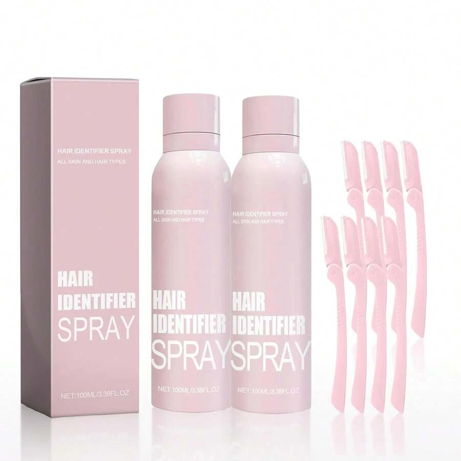 New2pcs Hair Identifier Spray For Face Shaving, Skin Body Hair Identifying Spray With Razors,Hair Identifier For Face Dermaplaning, Moisturizing And Skin Care DermaplanerSensory Fidget Toys - 1 - View 1