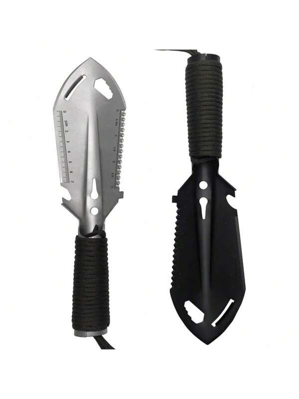 Haltbarer & tragbarer 6-in-1 multifunktionaler Spaten: Kann als Messer, Säge, Speerspitze, Schaufel, Sechskantschlüssel, Nagelzieher und Flaschenöffner verwendet werden. Rutschfester Griff für einfaches Halten und Benutzen. Abnehmbares Hilfseil für verschiedene Zwecke. Mit Tiefenskala versehen, um die Grabtiefe für richtiges Pflanzen leicht messen zu können. Geeignet für all Ihre Garten- oder Outdoor-Bedürfnisse.