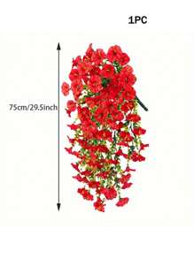 1/4 Stücke 75cm künstliche hängende Blumen, künstliche rote Prunkwinde Dekoration, UV-Schutz, für Outdoor Garten, Hof Dekoration, Hochzeit, Hochzeitslocation Dekoration, Flur Balkon Dekoration, Party Dekoration, Heim Dekoration, Schlafzimmer Wohnzimmer Dekoration, Wanddekoration, Büro Dekoration, Sommer Dekoration, Herbst Dekoration, Geburtstagsgeschenk, Jubiläum, Abschlussgeschenk