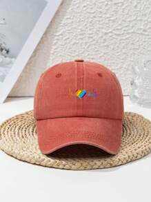 1 pièce Casquette de baseball en polyester décontractée, réglable, avec décorations multicolores de motifs cœur et battement de cœur à la mode, pour femmes. Convient pour le printemps, l'été, l'automne et l'hiver. Idéale pour les sports de plein air, le camping, la pêche.
