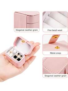 Petite boîte à bague en PU, boîte à bijoux à bouton, boîte à bijoux cadeau, boîte à bague de mariage, convient pour ranger et exposer les bagues, colliers, boucles d'oreilles, nail art. Idéal pour les cadeaux de mariage et la Saint-Valentin.