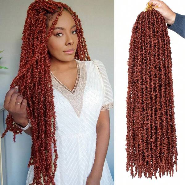 Karida Extensiones de cabello trenzado de ganchillo tipo Butterfly Locs - Trenzas de ganchillo retorcidas y desgarradas, extensiones de cabello sintético preformado en bucles, cabello de trenzado sintético para dreadlocks, extensiones de cabello de ganchillo, trenzas largas suaves de Butterfly Locs, extensiones de cabello de ganchillo sintético tipo diosa con rizo para mujeres y niñas