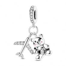 1pc Travel Collection Plane Camera Bear Charm Fit Original Bracelet Necklace DIY Jewelry Making Beads Lovely Gift For Girl