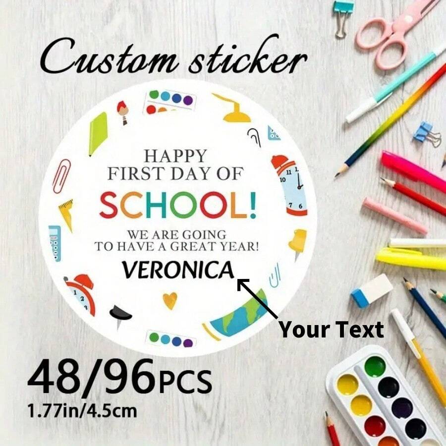 定制 48/96 开放季节返校贴纸，用于装饰书籍、文具、笔记本或校园活动宣传材料