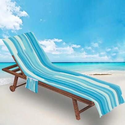 1 Foldable Beach Chair Cover That Can Be Folded Into A Tote Bag, With Pockets On The Sides To Store Glasses And Phones. Suitable For Beach Chairs, Towels, Swimming Pool Chairs, Sunbathing, Beach, Hotel, Easy To Carry.