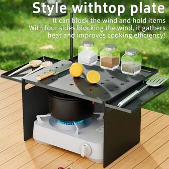 Outdoor Foldable Windshield, Multi-Function Windproof Shield For Camping Stove, Gas Cartridge Stove Wind Guard