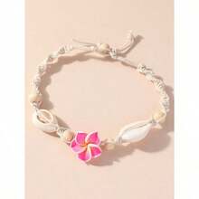 1 New Bohemian Anklet Beach Anklet Handwoven Polymer Clay Flower Sea Shell Anklet Anklet Accessory - 黃色 - 查看 1