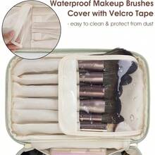 Wandering Nature Akeup Bag Travel Ake Up Organizer Cosetic Brush Bags Case For Woen In Vegan Leather Sage  Patent Pending - SageGreenDa - Xem 2