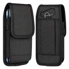 Durable Nylon Cell Phone Pouch With Adjustable Belt Loop - Lightweight Holster Case, Easy-Clean, Perfect For Daily Commute, Phone Pouch - Black - View 1