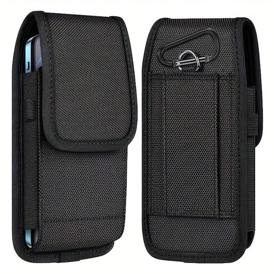 Durable Nylon Cell Phone Pouch With Adjustable Belt Loop - Lightweight Holster Case, Easy-Clean, Perfect For Daily Commute, Phone Pouch - Black - View 1