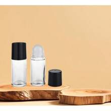 2Pcs Black Empty Glass Essential Oil Roller Bottles Vials Containers Refillable Roll-On Bottles With Funnel 30ML Refillable Cosmetic Containers,Refillable Containers