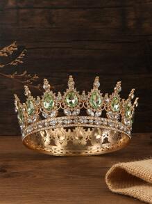 1pc/ Gold Drop Bridal Round Tiara, Suitable For Wedding Dress Decorative Tiara, Party Tiara, Birthday Cake Top Decoration, Bouquet Decoration