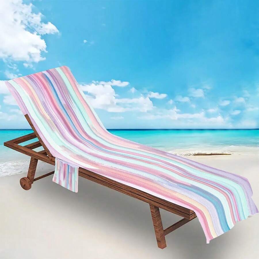 1pc Foldable Beach Chair Cover That Can Be Folded Into A Shoulder Bag, With Pockets On The Side To Hold Glasses And Phones. Suitable For Beach Chairs, Towels, Swimming Pool Chairs, Sunbathing, Ocean, Beach, Hotel, Easy To Carry. - Multicolor - View 1