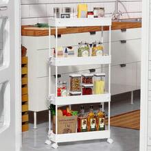 SPACEKEEPER Slim Rolling Storage Cart 4 Tier Bathroom Organizer Mobile Shelving Unit Utility Cart Tower Rack For Kitchen Laundry Narrow Places - 白色 - 查看 5
