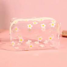 1pc Large Capacity Colorful Floral Pattern PVC Makeup Bag, Transparent Portable Travel Plastic Zipper Pouch, Multi-Functional Toiletry Storage Bag, Makeup Bag, Cosmetic Bag, Skincare Bag, Bathroom Essential, Cruise Essential, Dorm Essential, Bridemaid Gift, Mom Gift, Birthday Gift, Friend And Teacher Gift, Home Decor, Bathroom, Living Room, Bedroom Decor, Jewelry Storage Bag, Lip Gloss Bag, Nail Polish Bag