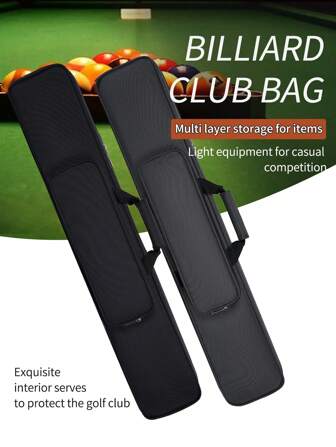 7-Position Pool Cue Box With Soft Interior, Multiple Cue Storage, Front Convenient Small Accessories Zipper Box