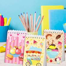 8pcs Mini Ice Cream & Candy Cartoon Design Spiral Notebooks - Pocket Memo Pads, Suitable For Birthday Party Supplies