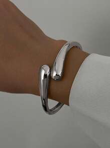 3 Stück/Set übertrieben asymmetrischer glatt gebogener Armreif Set, multifunktionales Metallarmband, Schmuck für den Versand nach Europa und USA