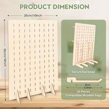 便携式木制钉板展示架，配有 20 个兼容木钉，珠宝展示架，用于项链、耳环、钥匙扣，适用于珠宝、手工艺品展览、工具、钉板配件收纳架