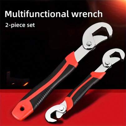 2pcs Universal Wrench Set, Multifunctional Portable Wrench, General Purpose Quick Twist And Grip Wrench, Multi-Purpose Wrench, Pipe Pliers, Adjustable Wrench