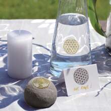 Flower Of Life Stickers, Golden Flower Of Life Energy Stickers,Round Self-Adhesive PVC, Transparent Crystal Jewelry Stickers, Sparkling Surface For Phone Cases, Journals, Envelopes, Water Bottles, Suitcase, Computer, Ceramics & Smooth Surfaces - Elegant Geometric Design,Decorative Sticker School Supplies,Back To School