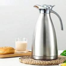 1PC Stainless Steel Vacuum Insulated Water Bottle, Household Large-Capacity Cold Water Thermos Bottle, 2L European-Style Coffee Pot, Milk Tea Pot, Essential Water Bottle For Home And Camping, 24-Hour Insulation