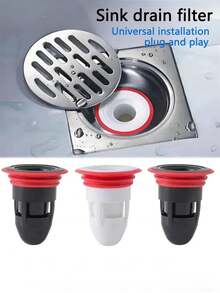 1个硅胶子弹头形水槽排水塞，塑料浴室水槽排水过滤器，适用于浴室和厨房水槽排水（黑色、白色）浴室配件 浴室工具