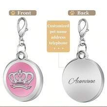 定制狗牌吊坠，个性化猫狗小狗宠物ID名字吊坠，项圈标签吊坠宠物配件皇冠吊坠，送给宠物的完美礼物 - 彩色 - 查看 5