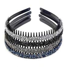 4Pcs Fashion Rhinestone Headband For Women With Teeth Non Slip Head Bands Comb Headbands Crystal Hairband Sparkly Diamond Hairbands Hair Accessories - Blackgray,silver,navy - View 2