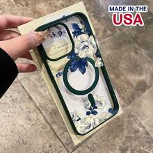 Compatible With IPhone 16 Pro Max 15 Plus 14 13 12 11 XS Max X Night White Rose Pattern Durable Magnetic Grip Shockproof Anti-Scratch PC Protective Cellphone Case Gift - Blue - View 10