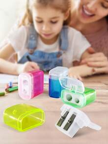SATINIOR 36 Pack Dual Hole Pencil Sharpeners – Manual, With Lid, 4 Colors For School, Office, Travel