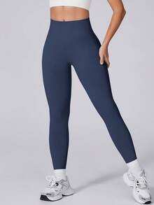 NcmRyu 1pc High Waist Butt Lifting Women S Seamless Leggings Stretchy Activewear Pants For Fitness Training Yoga Wear Sleek Design Stretchy Fabric Fit For Adult Summer - Hải quân - Xem 8