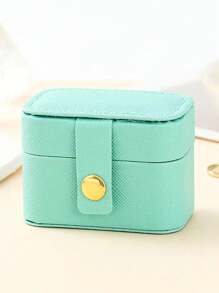 Petite boîte à bague en PU, boîte à bijoux à bouton, boîte à bijoux cadeau, boîte à bague de mariage, convient pour ranger et exposer les bagues, colliers, boucles d'oreilles, nail art. Idéal pour les cadeaux de mariage et la Saint-Valentin.